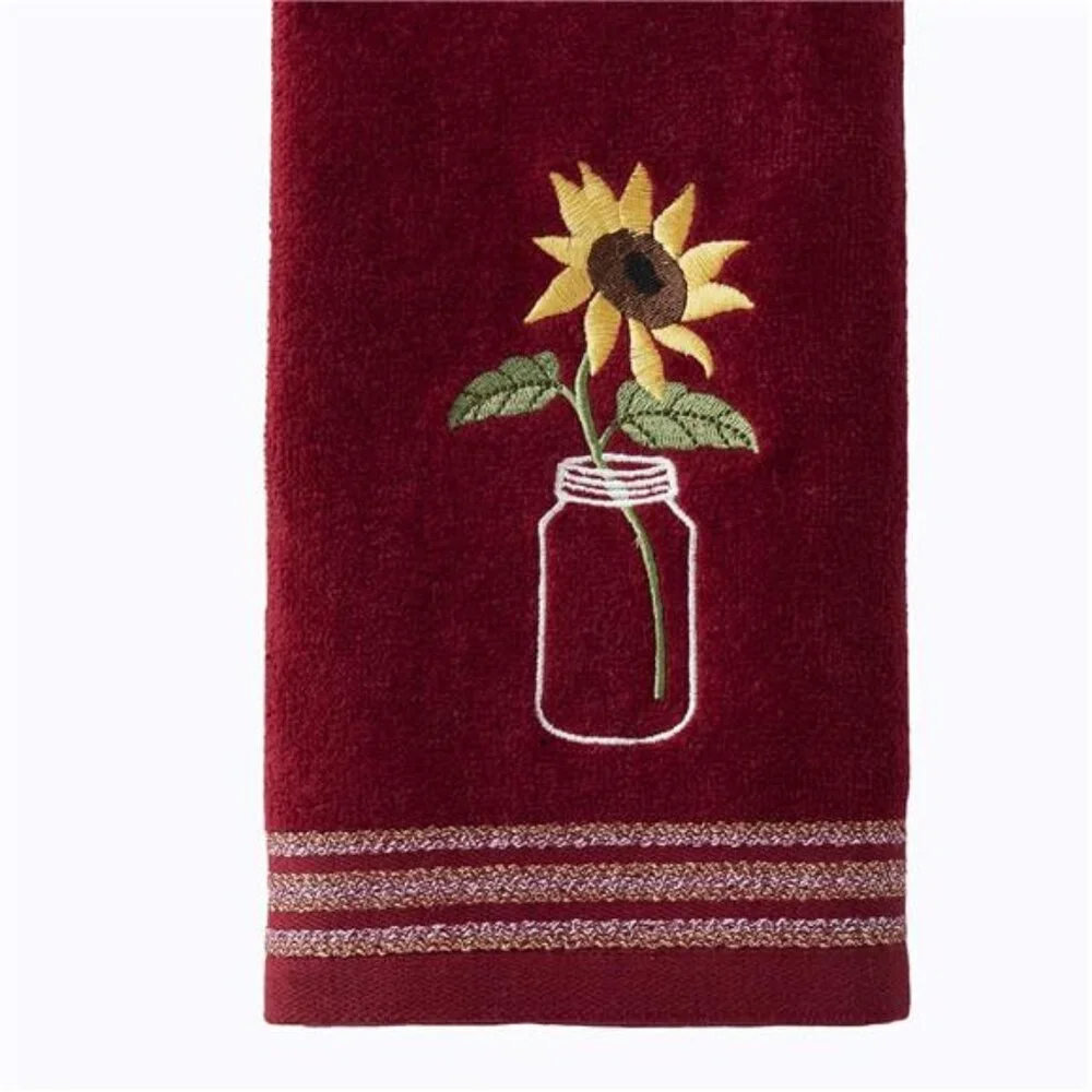 Home by Saturday Knight Ltd. Sunflower In Jar 2 Pc Hand Towel Set, Wine